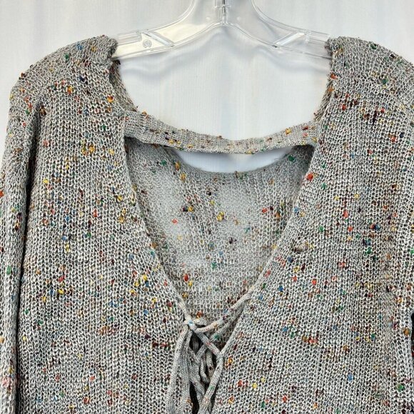 Derek Heart Womens Pullover Sweater Multicolor Open Lace Up Back Long Sleeve M - Picture 6 of 12